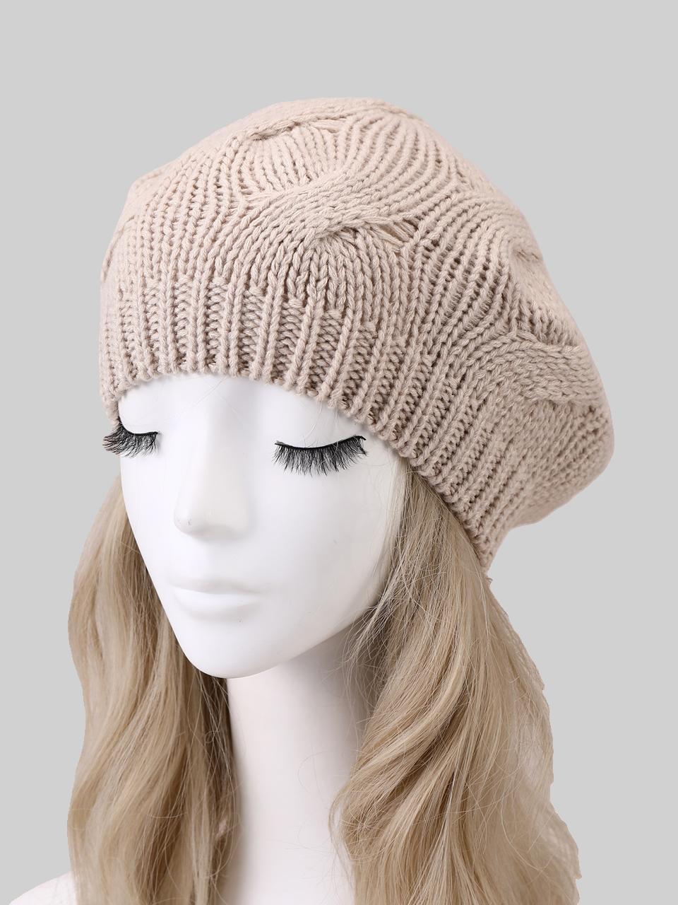 Beige Beret (Cable Pattern)