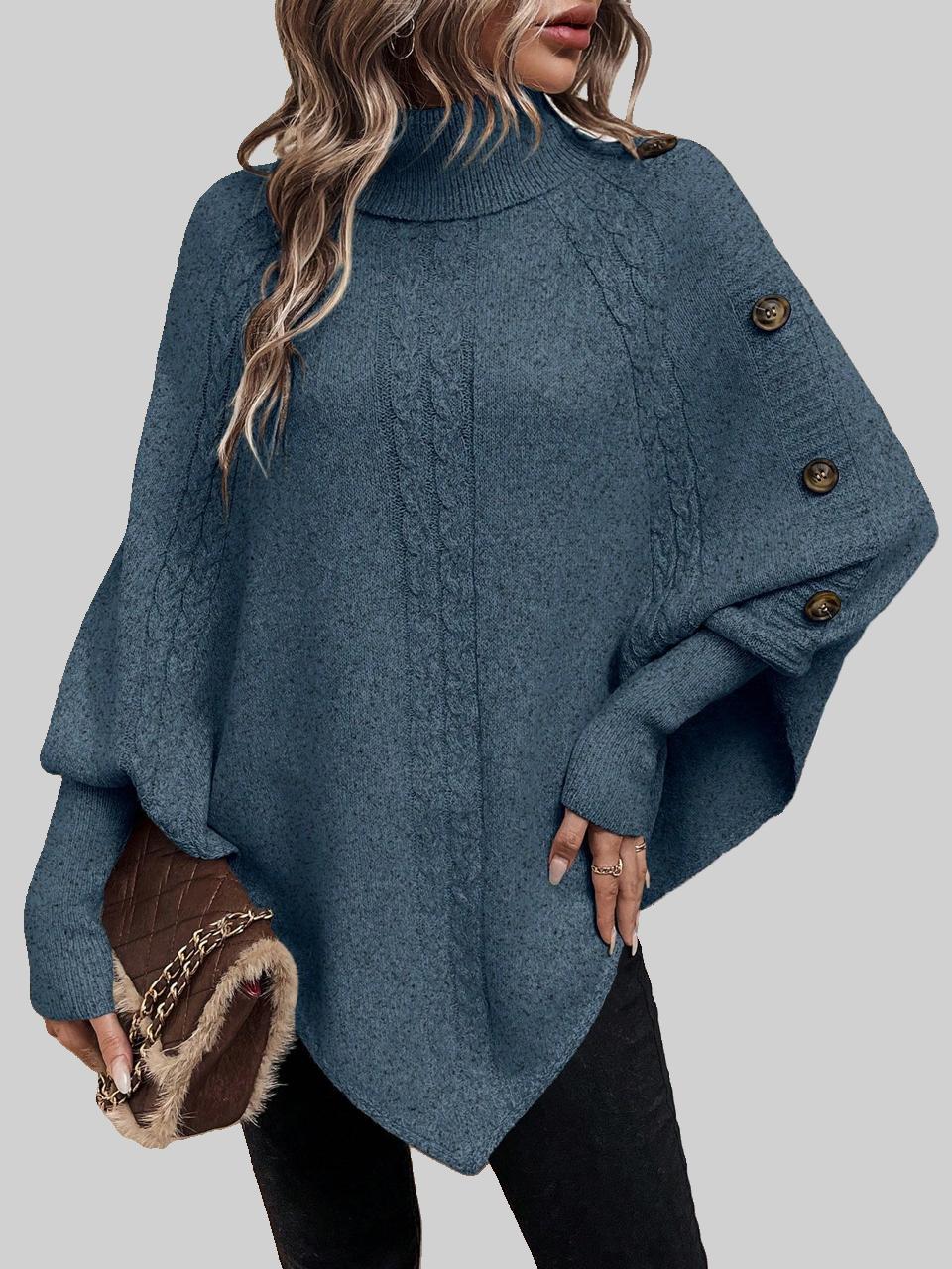 Blue Long Sleeve Poncho