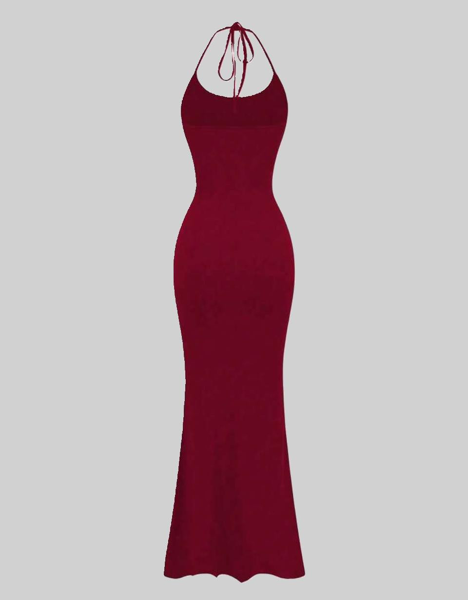 Halter neck Bodycon Dress - Burgundy