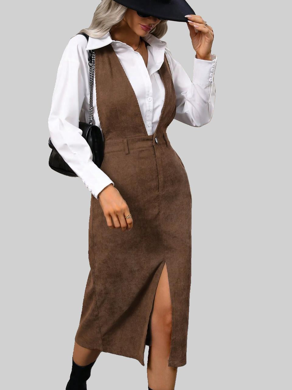 Brown Corduroy dress with Pockets