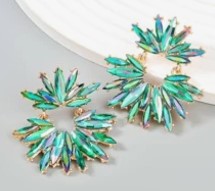 Diamond Earrings - Sea Green