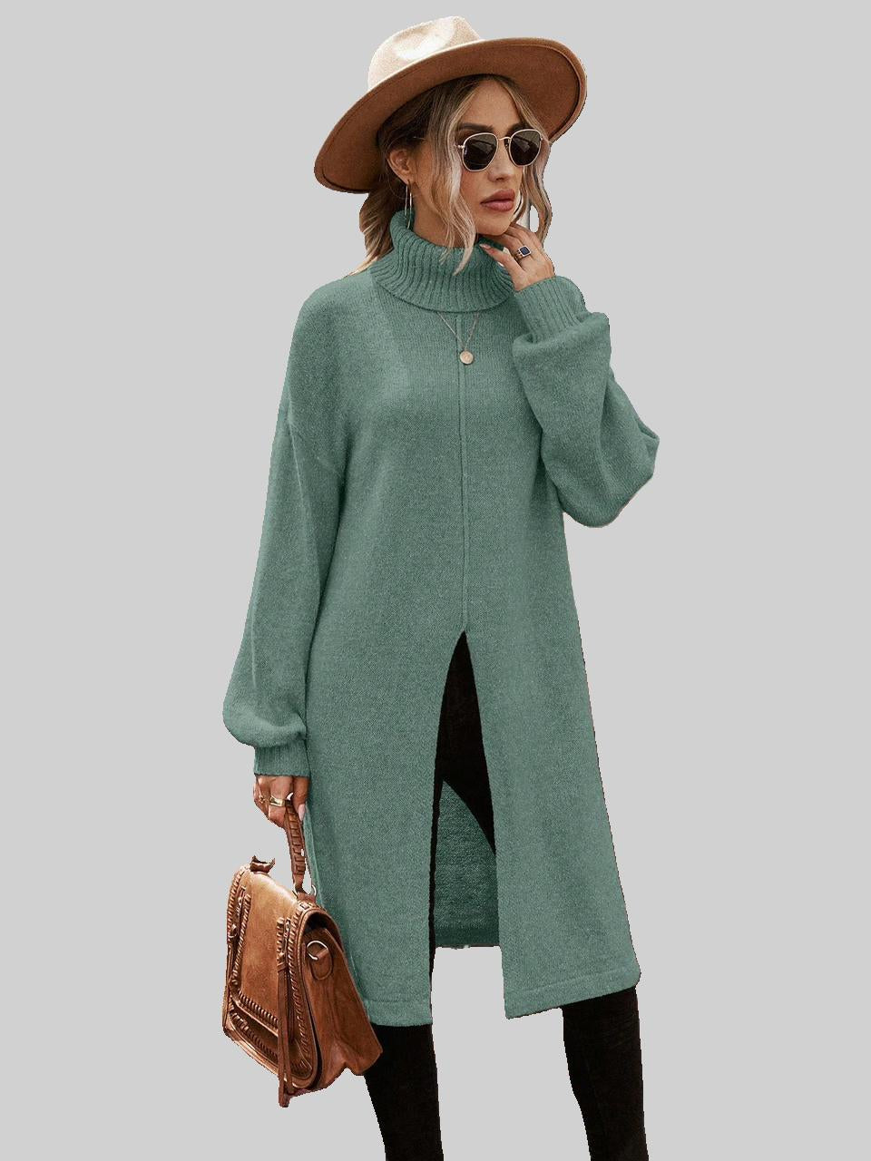 Green Long Jersey with High Neck