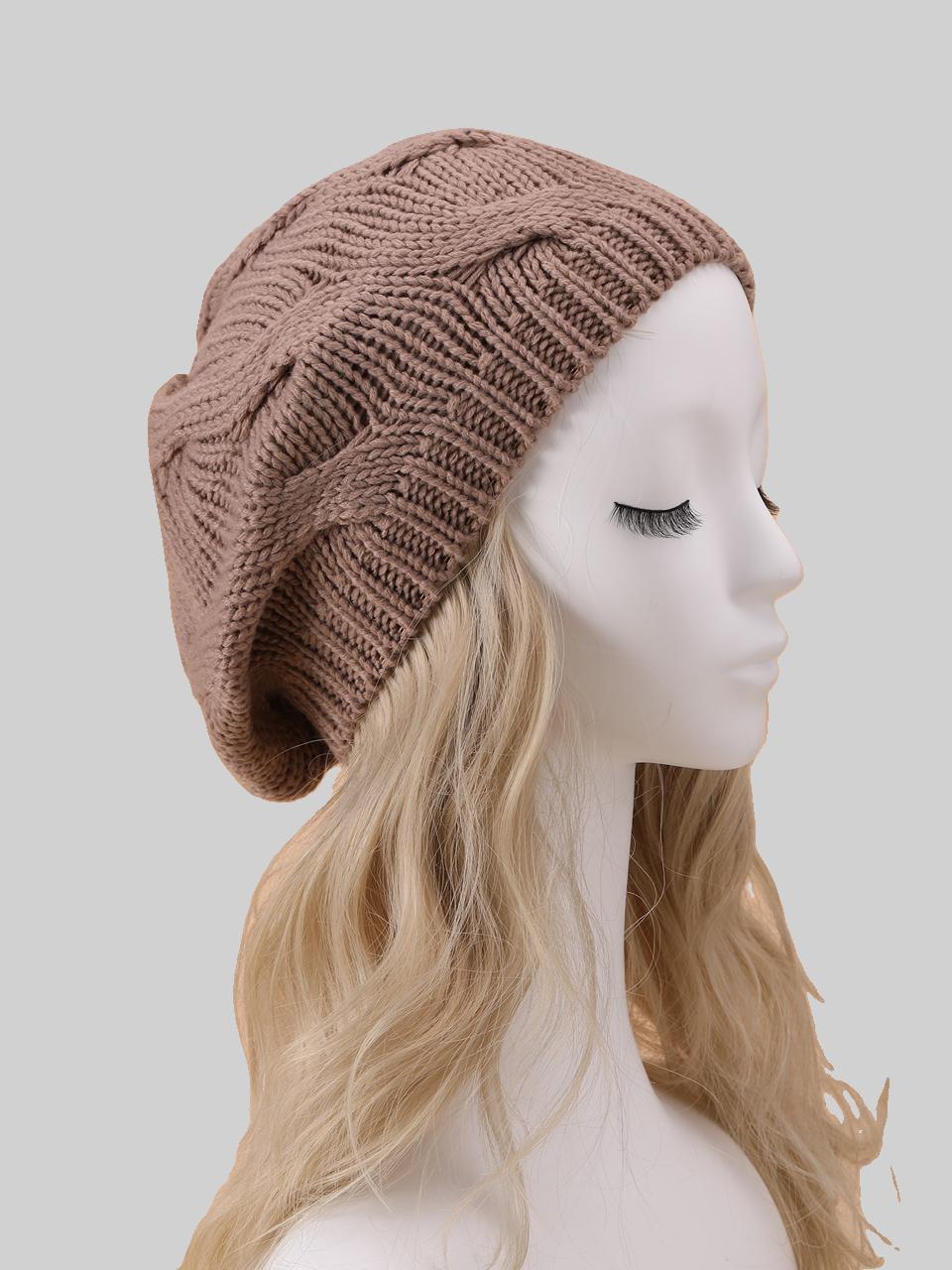 Light Brown Beret (Cable Pattern)