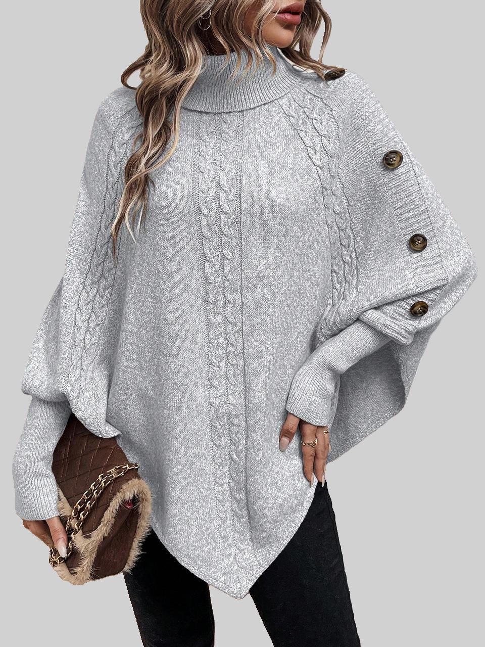 Light Grey Long Sleeve Poncho