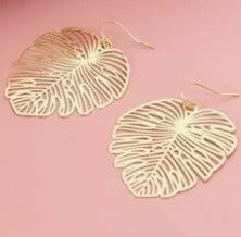Monstera Leaf Earrings - Gold