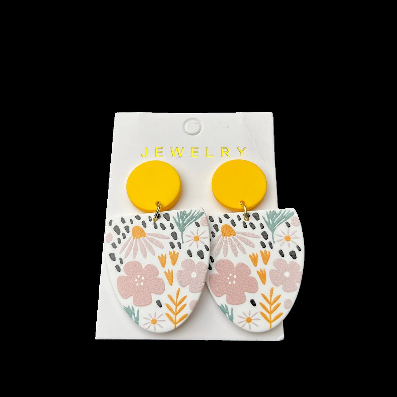 Yellow flower print earrings