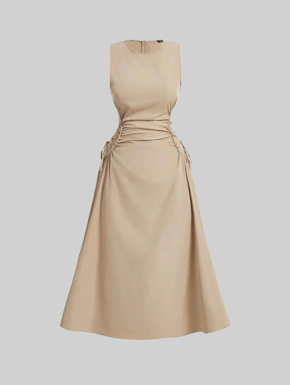 Elegant Beige A-Line Dress with Side Tie