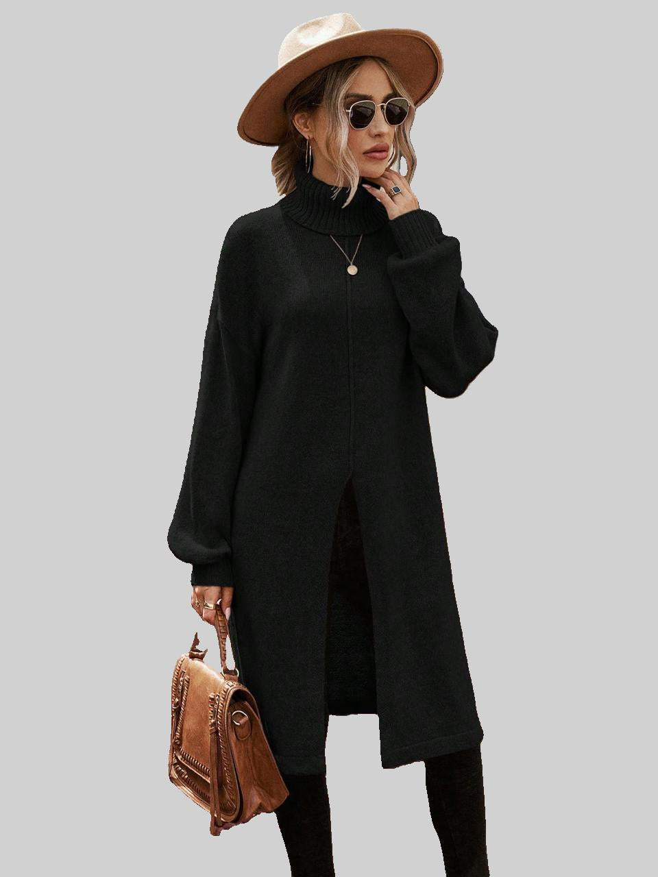 Black Long Jersey with High Neck