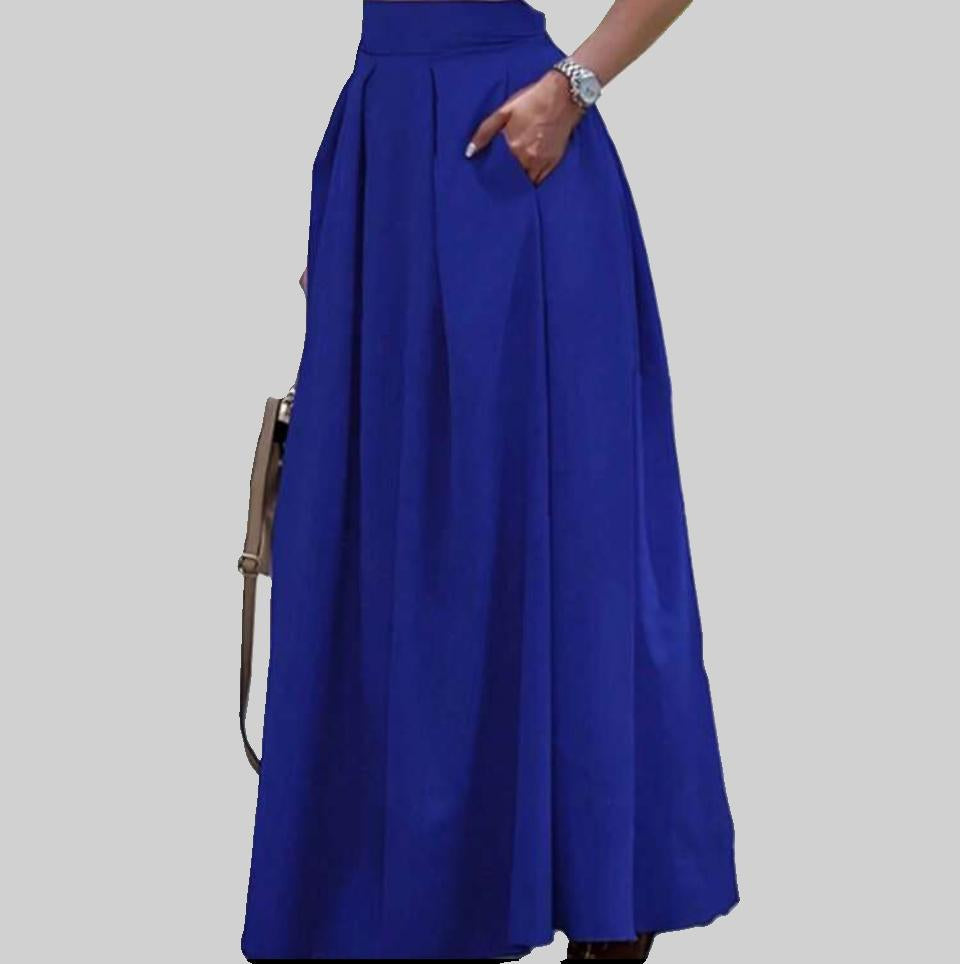 Blue A-Line Skirt with pockets