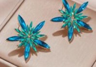 Star Shaped Earrings - Blue & Green