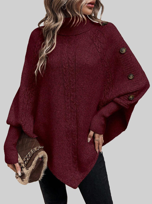 Burgundy Long Sleeve Poncho