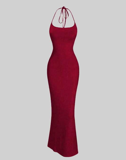 Halter neck Bodycon Dress - Burgundy