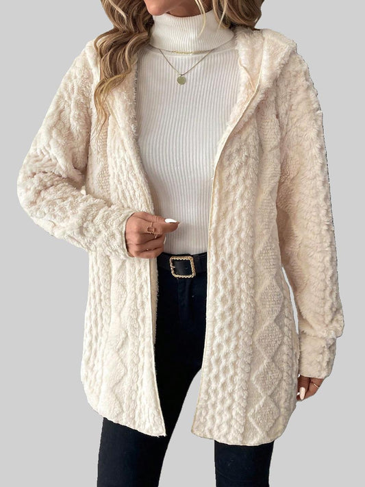 Cream Fleece Jacket with Hoody