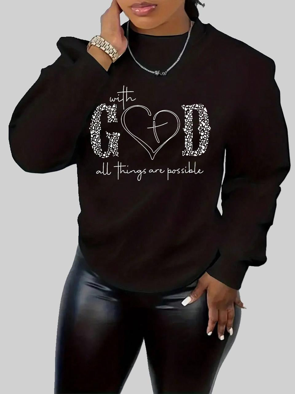 Black "With God" Top