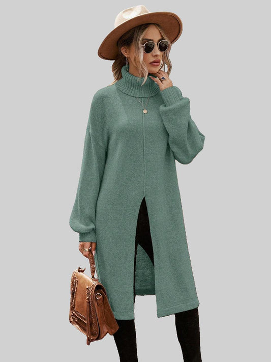 Green Long Jersey with High Neck