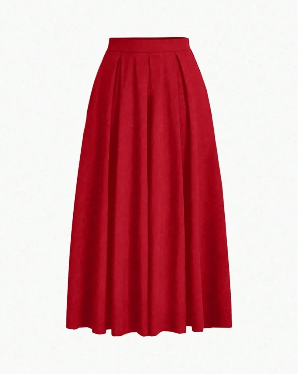 Red A-Line Skirt with Pockets