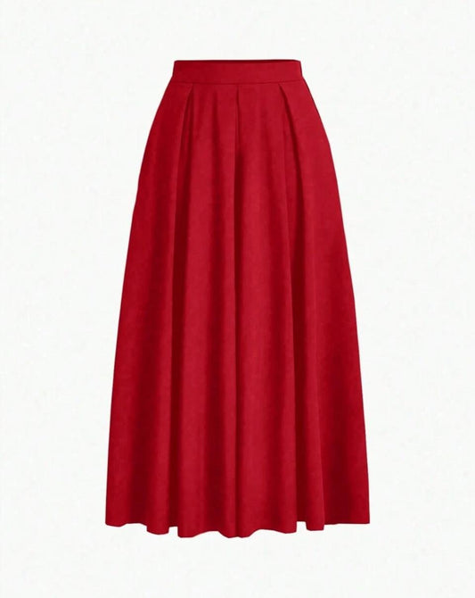 Red A-Line Skirt with Pockets
