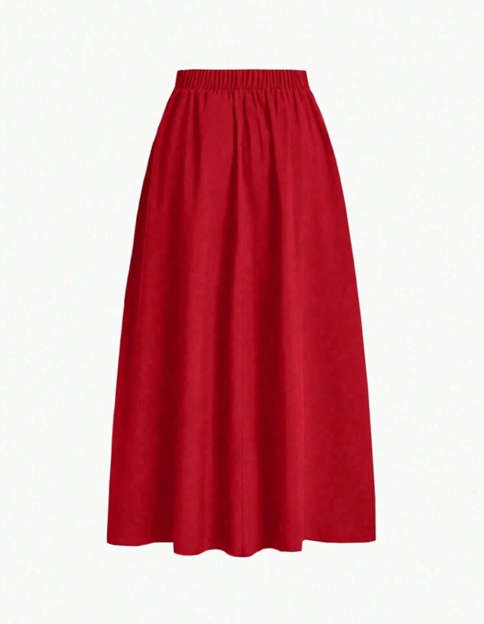 Red A-Line Skirt with Pockets