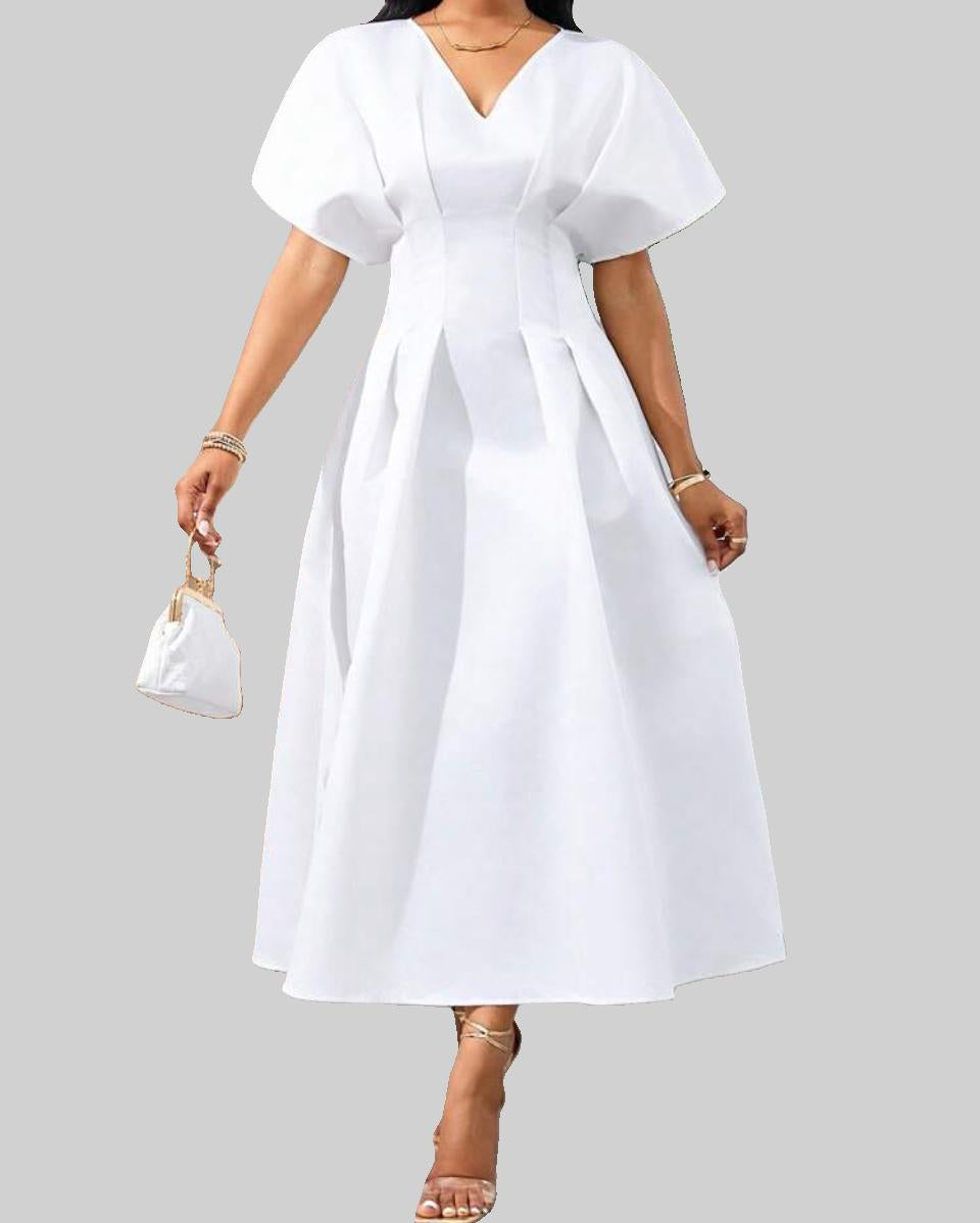 White Curve Satin Dress