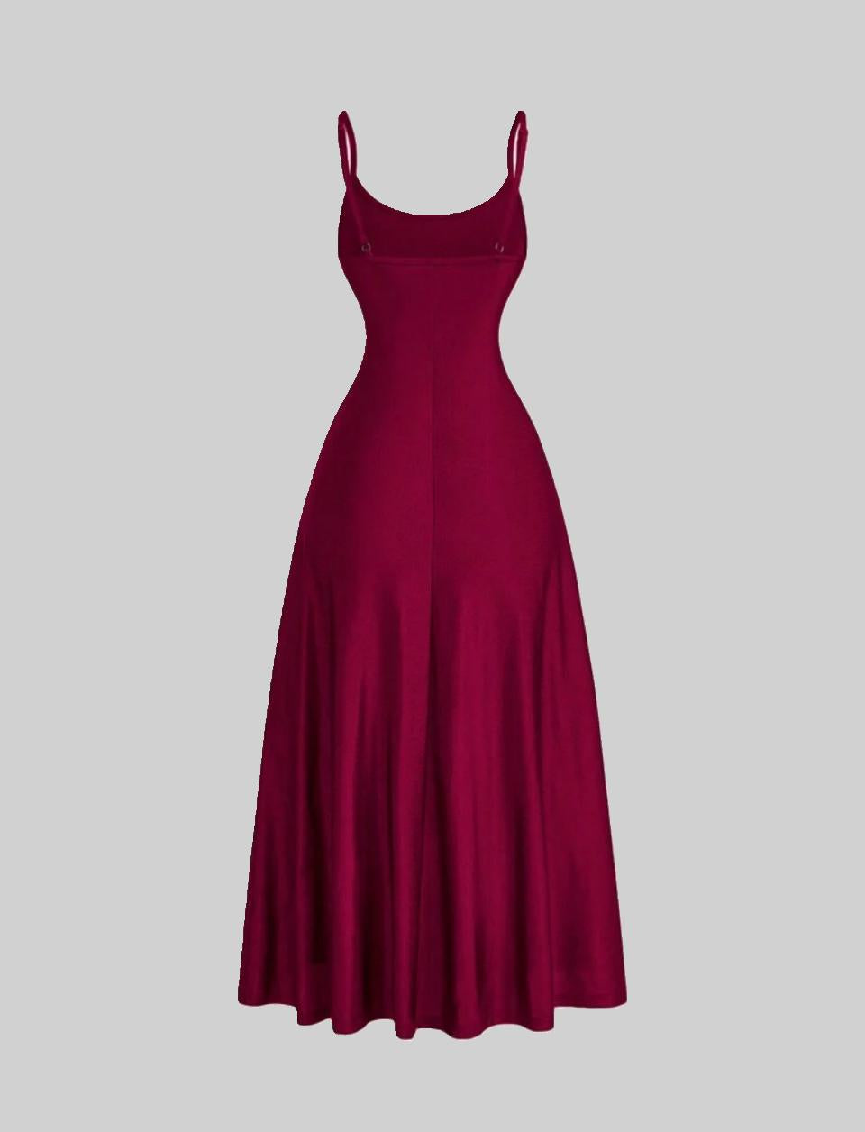 Ruched Waist Strappy dress - Red